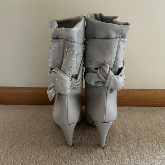 NIB IRO Paris Nori Ankle Studded Tie Boot in Pearl Grey Leather - FR 39 / US 8 - Picture 10 of 16